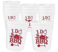 Hzbcxs 12Pcs I Do BBQ Cups - 16oz Engagement Wedding Party Decorations - We Can't Say I Do Without A BBQ Bridal Shower Decor Sign Red