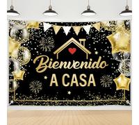 Hzbcxs Bienvenido a Casa Backdrop Spanish Yay! You're Home Housewarming Party Decorations New Home New Chapter Party Decorations 150 * 90cm