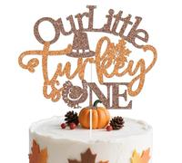 Hzbcxs Our Little Turkey is One Cake Topper - 1st Birthday Thanksgiving theme Party Decorations - Little Turkey One Year Old Birthday Party Supplies Brown & Orange