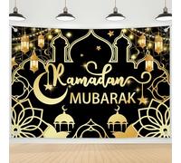 Hzbcxs Ramadan Mubarak Backdrop Eid Mubarak Decorations Islamic Muslim Ramadan Decorations Eid al-Fitr Party Decor Supplies 7x5ft