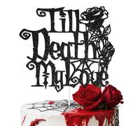 Hzbcxs Till Death My Love Cake Topper - Gothic Wedding Decorations - Bride or Die Engagement Bachelorette Party Decorations Black