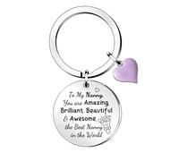 HZBLAZ Nanny Key Chain Rings Nana Family Love Mother's Day Keyring Nan Birthday Grandma Key Tag Accessory Christmas Thanksgiving Souvenirs Granny You are Amazing Brilliant Reminder Keepsake