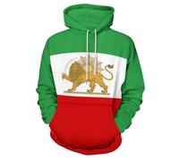 HZCRAES Iran Coat Of Arms Printing Hoodie Unisex Oversized Men Women Rugby Hip Hop Streetwear Hoody,Lion And Sun Print Polyester Pullover Hoodies With Pocket For Workout Colorful A M