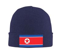 HZCRAES Knit Cuffed Winter Hat North Korean Flag Knitted Beanies Cap Baggy Sleep Cap Adjustable Beanie, Patriotic Warm Acrylic Hats, Fisherman Trawler Beanie for Daily Hiking Adults Navy Blue