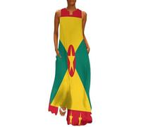 HZCRAES Maxi Dress for Women Plus Size Summer Sleeveless Casual Loose Pocket Long Dresses Grenada Flag Beach Modern Swing Dresses Boho Kaftan Dress Yellow