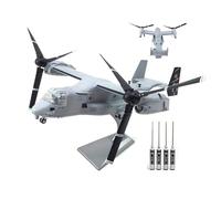 HZCVSG 1:72 Scale V-22 Osprey Military Aircraft Plane Model Helicopter pre-built diecast Metal airPlane Display Stand With 4pcs Hex Screw Driver Set Pre-Assembled Collectible for Adults(White tail)