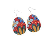 HZCVSG 3 Pairs Faux Leather Lightweight Teardrop Easter Egg Bunny Dangle Earrings for Spring Party Holiday Festival Favor Jewelry