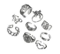 HZCVSG 9pcs Adjustable Alloy Set Stylish Open Finger Decorations Women Versatile Cool Rings for Everyday Wear or Personal Use
