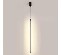 HZCVSG Black Metal Pendant Light Linear Hanging Lamp for Bedroom & Living Room Stylish Long Tube Chandelier Contemporary Ceiling Fixture Nightstand