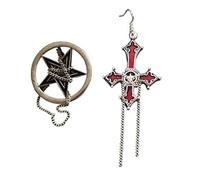 HZCVSG Bloody Skull Rose Inverted Cross-Pendant Earring Vintage Gothic Cross-Earring