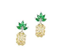 HZCVSG Chic Pineapple-shaped Stud Fashion Rhinestone Earrings Women's Statement Jewelry Yellow for Parties