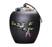 HZCVSG Cremation UrnsFor Ashes Funeral Urn Adults Children Pet Urns Ceramic Household Altar Sealed Against Moisture Beautiful Souvenir (Color : Black) Good times