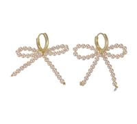 HZCVSG Elegant Bowknot Earrings Fashionable and Charming Pearls Bowknot Ear Studs Charm