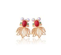 HZCVSG for Women, Chinese Eardrop Jewelry Fashion Antique Plated Inlaid Red Agate fish Earrings from SouthCo