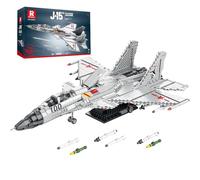 HZCVSG J-14 Building Toy Set, Military Flying Shark Fighter Jet Plane Aircraft Model Adults, Airplane Hobby Army Fan Collection Decor Gifts for Men Kids Boy (1999 Pcs)