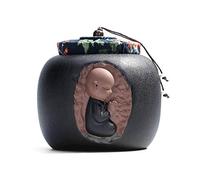 HZCVSG Large Cremation Ashes Urn For Adult, Human Small Memorial Urns, Handmade Ceramic Sealed Canister For Ashes, Burial Urn At Home Or Cemetery, Dog, Cat Good times