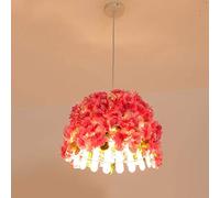 HZCVSG Metal Chandelier with Artificial Flowers Nordic Pendant Light Hanging Ceiling Lamp for Living Room Dining Table Restaurant Decorative Indoor Drop Light