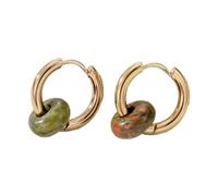 HZCVSG Natural Stone Bead Earrings Stainless Steel Ear Hooks Circle Ear Buckle Hoops