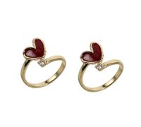 HZCVSG The Rings Round Open Promise Love Adjustable for Shaped Band Heart Ring Zircon