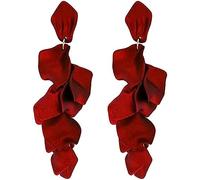 HZCVSG Women Dangle Earrings Rose Petal Long Tassel Earrings Female Korean Jewelry Red Earrings