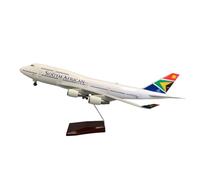 HZCVSG ZA 18.6 Inch Resin Jet Airplane Model Cabin Light, Large Aircraft Replica with Wooden Display Stand for Adults, Collectible Aviation Gift or Home Office Decoration