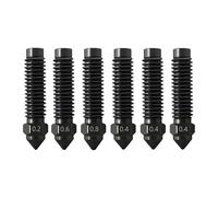HzdaDeve 6PCS 0.2MM 0.4MM 0.6MM 0.8MM Hardened Nozzles for Centauri Carbon/CC/CC2 Stainless Steel Nozzle High Temperature Pointed Wear Resistant Nozzles High Flow Hotend Extruder for Elegoo 3D Printer