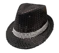 HzDazrl Unisex Sequin Fedora Hat for Men Women Sparkle Vintage Hip Hop Jazz Hat Stage Performance Dance Party Hats (Black White, One size)