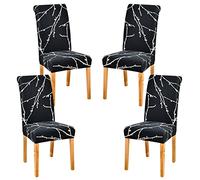 HZDHCLH Chair Covers Set of 4/6 Stretch Modern Chair Slipcovers for Dining Room Kitchen Wedding Party Washable Chair Protector(4pcs,Black Xunxiang)