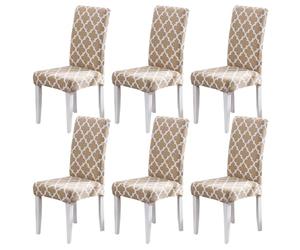 HZDHCLH Chair Covers Slipcovers 4/6 PCs Stretch Removable Washable Short Dining Chair Protector Cover Seat for Hotel,Dining Room,Ceremony (Morocco,6 PCS)