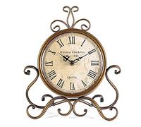 HZDHCLH Roman Table Clocks Silent Non Ticking Roman Retro Art Desk Clock | for Living Room Bedroom Office（28 cm Height ）