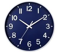 HZDHCLH Wall Clock 10 Inch Silent Non Ticking Quartz Modern Decorative Clock for Office Classroom Home Living Room Bedroom(navy blue)