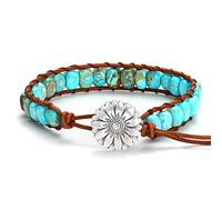 HZDK 7 Chakra Stone Bracelets for Women,Handmade Healing Crystal Jasper Beads Bracelet with Tree of Life Button Women Jewelry Gifts