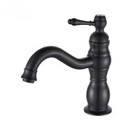 HZDXWXOJ Basin Faucets Brass Oil Rubbed Bronze Black Bathroom Sink Faucet Countertop Deck Hot Cold Mixer Water Taps(SLT016-B)