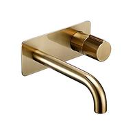 HZDXWXOJ Bathroom Sink Faucet Round Bath Trim Mixer Tap with Cover Plate Brushed Gold 2 Hole Swivel Knob Hot and Cold Water Brass