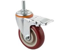 HZEPDVT 4" Swivel Stem Caster, Polyurethane, Industrial Brake, 1pcs(M16)