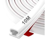 Hzetuu Door Seal, D-Profile Door Seal, Self-Adhesive, Flexible, Waterproof, Soundproofing, TPE Front Door, Rubber Seal, Self-Adhesive Door Seal, Door Frame, Window Seal, Self-Adhesive (10 m, White)