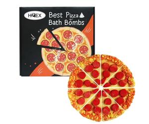 HZEX Pizza Bath Bombs Set of 8 Slices - Large Fizzies for Relaxing Bubble Bath, Handmade Spa Gift for Women, Men & Kids - Fun Pizza-Shaped Aromatherapy Bath Bomb Gift Set