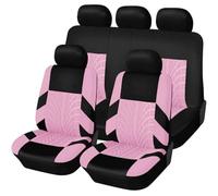 HZEXTKWD 5 Pcs Car Seat Covers Full Set For Mitsubishi L 200,Auto PU Seat Cover Front Rear Cushions Protectors Custom Breathable Interior Accessories,F/Pink