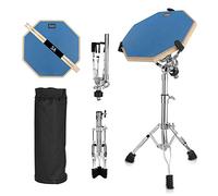 hzexun 12 Inch Silent Drum Pad With Snare Drum Stand Adjustable Kit, Double Sided Pad,Drumsticks,Holder (Blue)