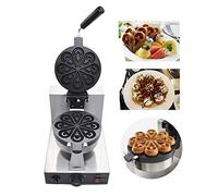 hzexun Commercial Waffle Maker 1200W Electric Rotated Muffin Machine Nonstick Flower Shape Stainless Steel Temperature and Time Control 220V Suitable for Restaurant Snack Bar Family