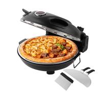 hzexun Electric Pizza Oven, 1200W Pizza Oven with Stone Base 31CM Non Stick Pan,Max 420°C Heat,Cutter & Pizza Paddles Portable Table Top Pizza Maker (Black)