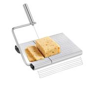 hzexun Replaceable Wire Cheese Slicer with Board and Measuring Grids,Cheeses Cutter for Hard & Soft Cheese Chocolates, Butter,with Extra Detachable 5 Blades Wire