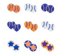 HZEYN 9 Pairs Baseball Earrings Acrylic Star Heart Baseball Stud Earrings Baseball Mom Sports Fan Ear Studs Baseball Accessories Jewelry Gifts, Acrylic, No Gemstone