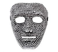 HZEYN Halloween Mask Bling Stone Skull Rhinestone Mask Masquerade Burning Man Women Steampunk Party Cosplay Costume Masks (Silver)