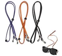 hzfengsheng 3Pcs Glasses Strap Chains, Adjustable Leather Eyeglass Chain Lanyard, Universal Non-Slip Spectacle Cord Sport Sunglass String Holder for Women and Men