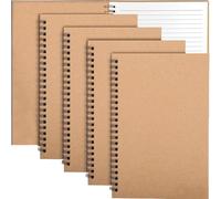 hzfengsheng 5 Pack A5 Spiral Notebook, 120 Pages 60 Sheets Kraft Cover Lined Notebooks Wirebound Notebooks Bulk Journals Revision Notebook Perfect for School Study Office Project Home Writing