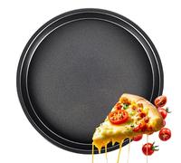 hzfengsheng Pizza Pan, Non-Stick 8 Inch Round Pizza Tray for Oven, Cakes Pizza Tray, Carbon Steel Pizza Oven Tray for Baking Serving Pies Cakes Bread, Dishwasher Safe, Non Toxic & Healthy