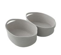 HZFTJOY 2 Pack Gift Basket with Gift Bag and Ribbons,Small Rope Woven Shelf Storage,Baskets for Gifts Empty,Birthday,Shower,Decorative Organizer Box for Cat Dog Pet with Handles(Grey)