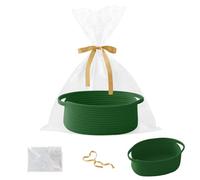 HZFTJOY Gift Basket with Gift Bag and Ribbons,Small Rope Woven Shelf Storage,Baskets for Gifts Empty,Birthday,Shower,Decorative Organizer Box for Cat Dog Pet with Handles(Green)