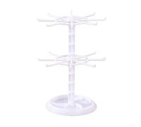 HZGFNBZ Countertop Acrylic Rotating Keychain Rack Adjustable 2 Tire Spinner Display Holder Jewelry Organizer Stand Rotating Keychain Rack Necklace Shelf